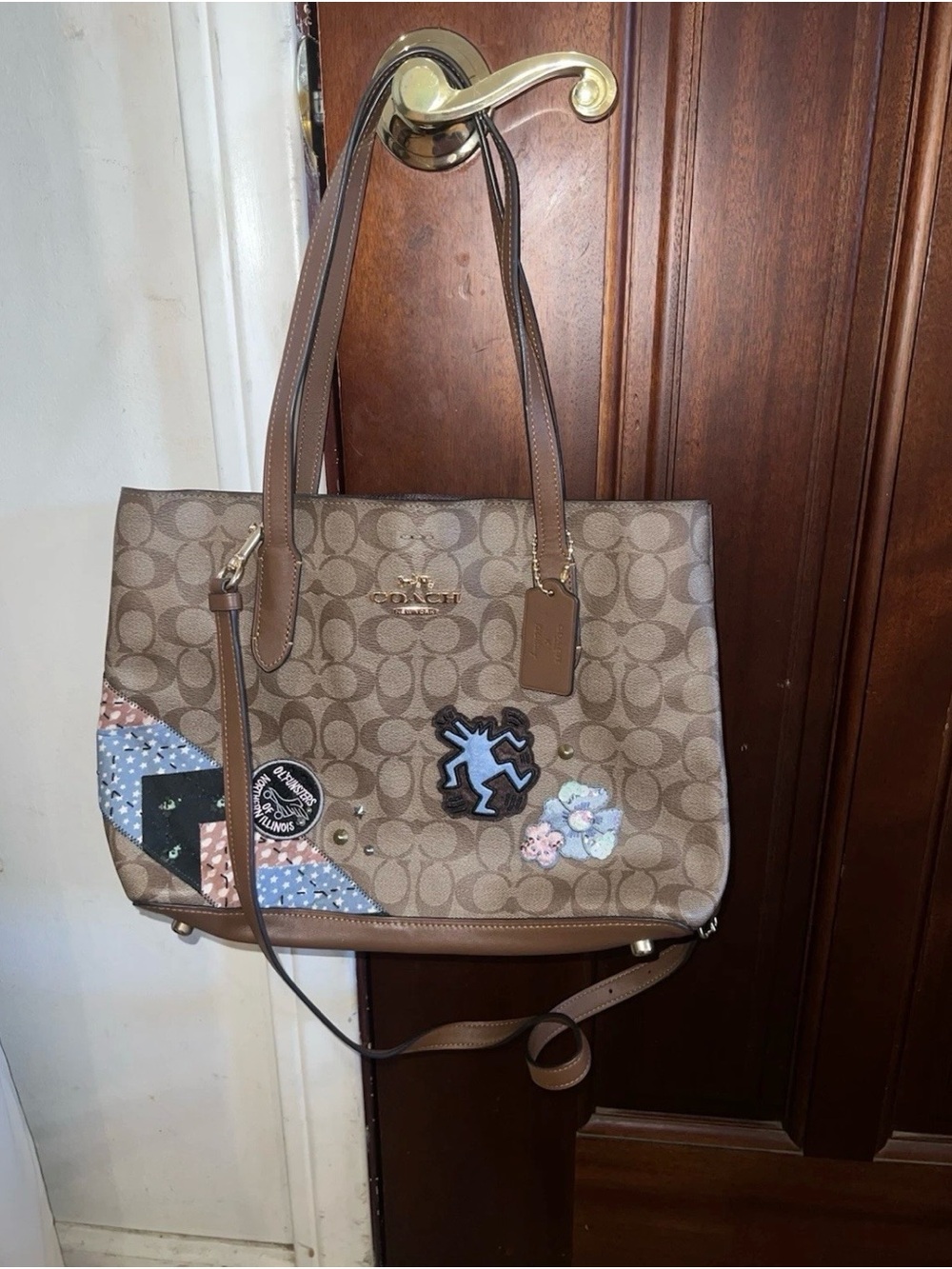 COACH Keith Signature Brown Patchwork Tote Bag - Brown